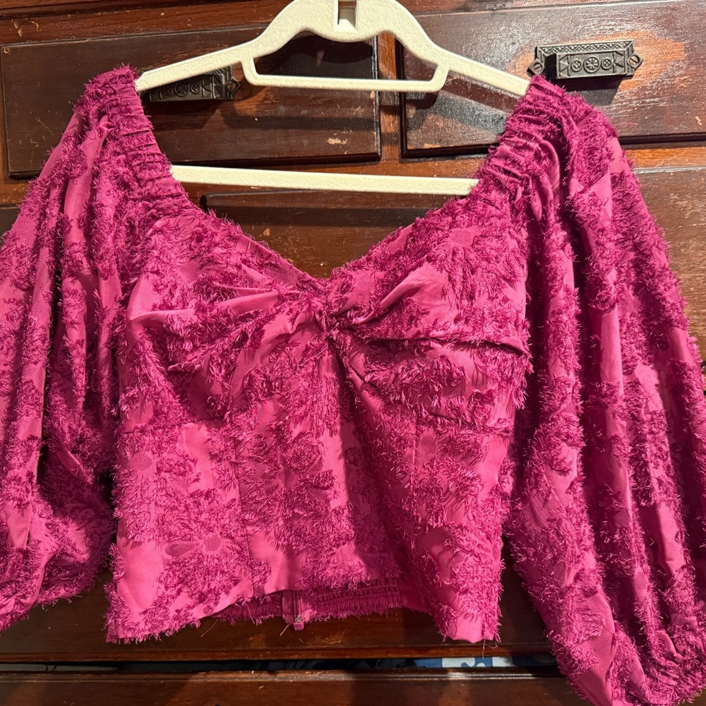 Anthropologie Fuchsia Textured Blouse